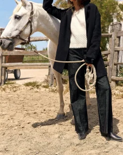 Hot Lauren Vidal Manteau en Laine mélangée Mirav noir