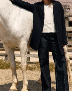 Hot Lauren Vidal Manteau en Laine mélangée Mirav noir