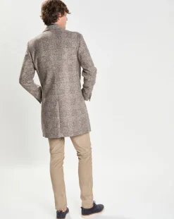 Homme Hackett London Manteau en Laine mélangée Prince de Galles gris clair