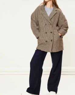 Femme La Petite Etoile Manteau en Laine mélangée Sophies pied-de-poule marron