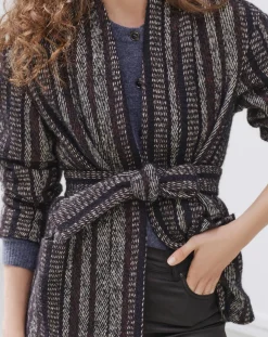 Femme Caroll Manteau en Laine mélangée Vivia à rayures marine/blanc/marron