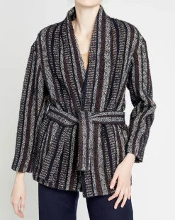 Femme Caroll Manteau en Laine mélangée Vivia à rayures marine/blanc/marron