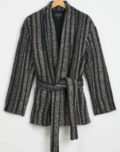 Femme Caroll Manteau en Laine mélangée Vivia à rayures marine/blanc/marron