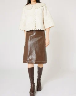 Sale Manoush Manteau fourré Médiéval Patchwork brodé écru