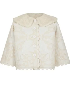 Sale Manoush Manteau fourré Médiéval Patchwork brodé écru