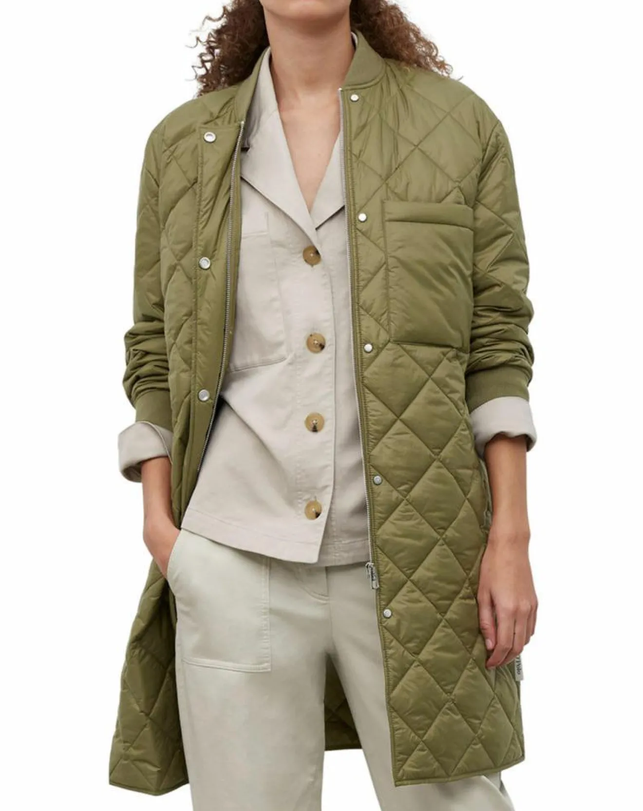 Femme Marc O'Polo Manteau long matelassé kaki
