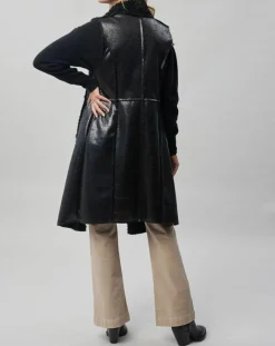 Outlet Lauren Vidal Manteau sans manches en fausse peau lainée Vogue noir