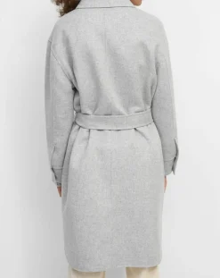 Clearance Marc O'Polo Manteau surchemise en Laine mélangée à ceinture gris clair