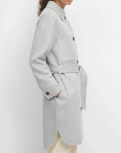 Clearance Marc O'Polo Manteau surchemise en Laine mélangée à ceinture gris clair