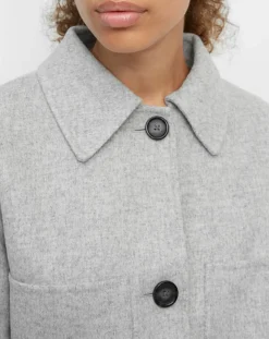 Clearance Marc O'Polo Manteau surchemise en Laine mélangée à ceinture gris clair