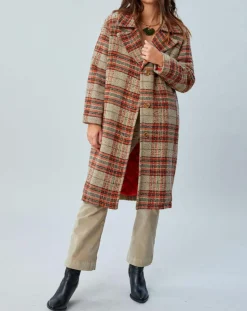 Femme Lauren Vidal Manteau West à carreaux épice