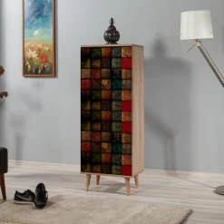 Wooden Art Meuble à chaussures Filinta multicolore - 50x128x38 cm