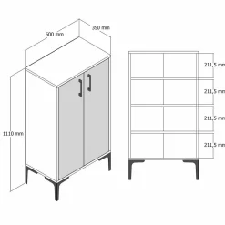 Outlet Wooden Art Meuble à chaussures Prag noyer/noir - 60x111x35 cm