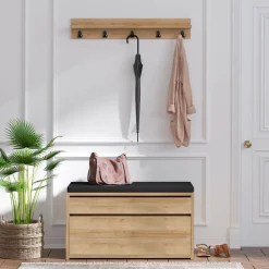 Wooden Art Meuble d'entrée & Porte-manteau Boby marron/noir