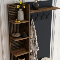 Sale Wooden Art Meuble d'entrée Viyana noyer/anthracite - 90x200x35 cm