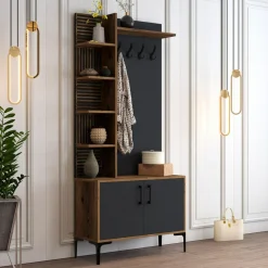 Sale Wooden Art Meuble d'entrée Viyana noyer/anthracite - 90x200x35 cm