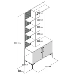 Sale Wooden Art Meuble d'entrée Viyana noyer/anthracite - 90x200x35 cm