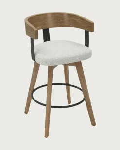 Uniqka Micha - Chaise de bar en tissu et pieds en bois