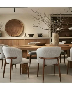 Uniqka Mila - Chaise en tissu taupe et pieds métal