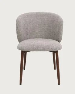 Uniqka Mila - Chaise en tissu taupe et pieds métal