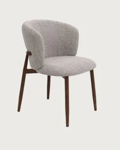 Uniqka Mila - Chaise en tissu taupe et pieds métal