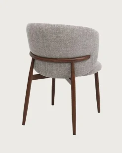 Uniqka Mila - Chaise en tissu taupe et pieds métal