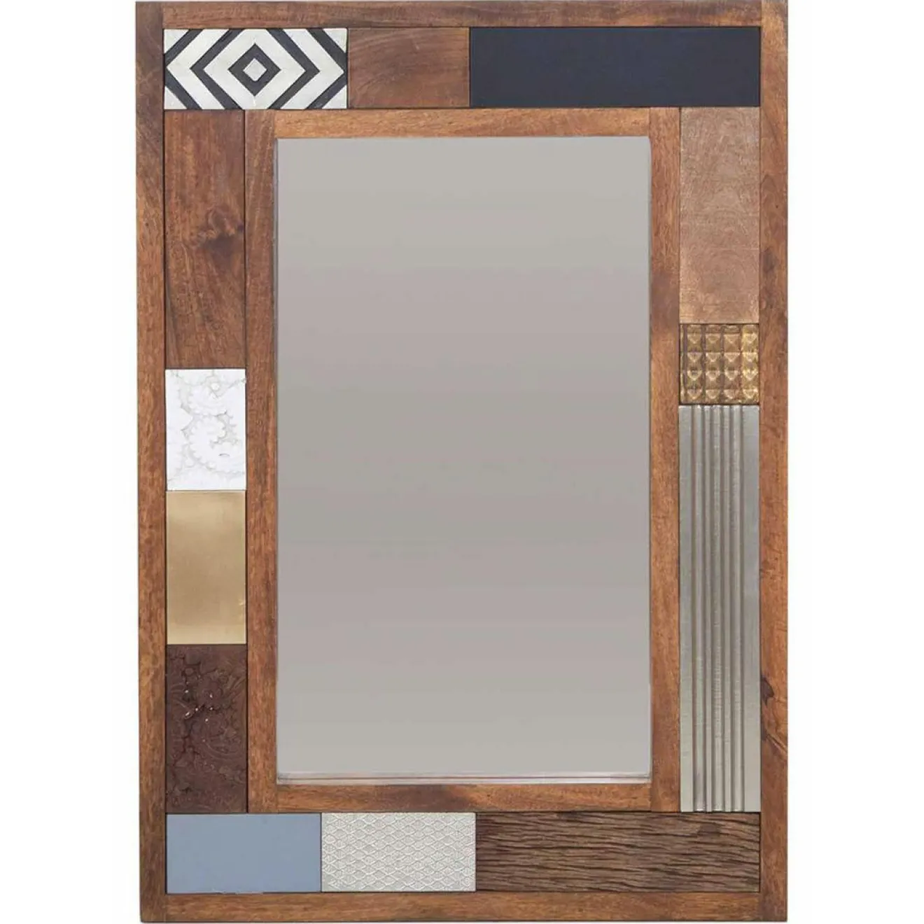 Online Bois & Chiffons Miroir peau de vache bois sculpté manguier terranova marron - 100x4x70 cm