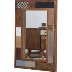 Online Bois & Chiffons Miroir peau de vache bois sculpté manguier terranova marron - 100x4x70 cm