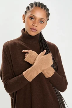 Femme Cashmere Tribu Mitaines 100% Cachemire poignets en côtes Mindy mocha