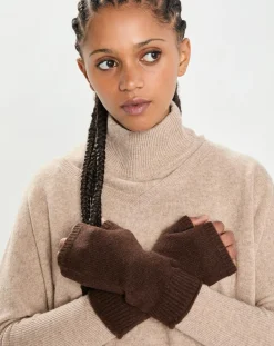Cashmere Tribu Mitaines 100% Cachemire poignets en côtes Mindy brownie