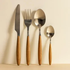 New Novastyl Ménagère Suva24 Pièces En AcierInoxydable Effet Bois