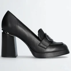 New Liu-Jo Mocassins à talon Nana en Cuir noirs