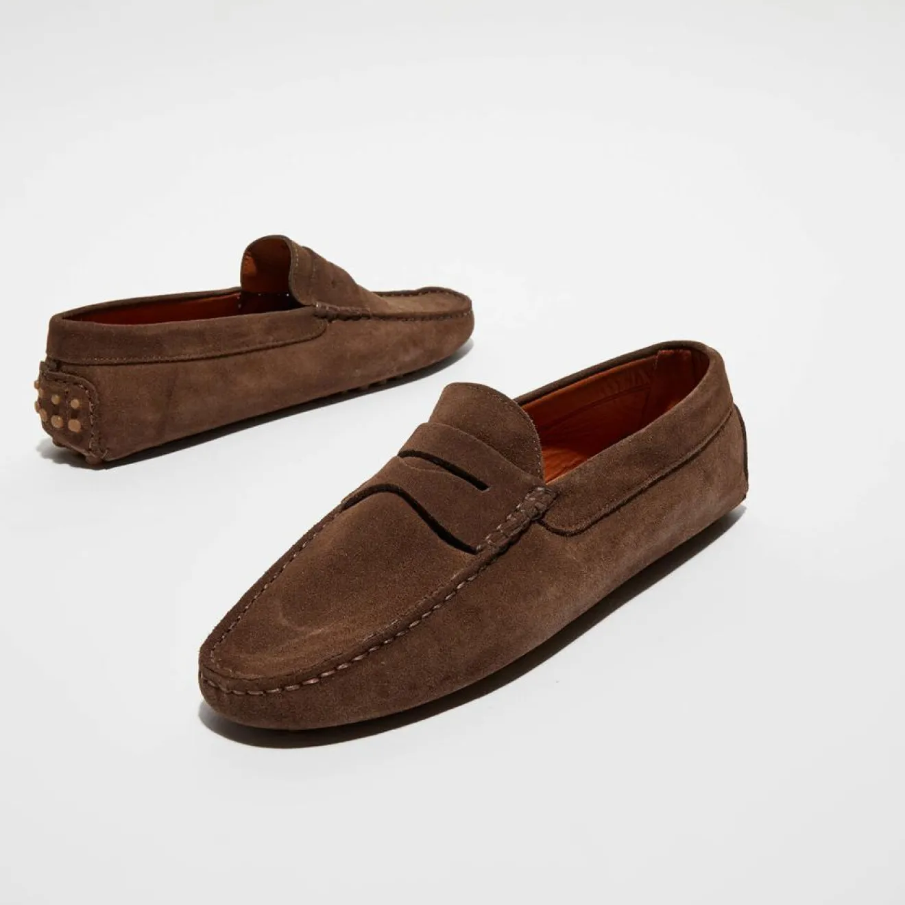 Outlet Loafers Mocassins en Velours de Cuir Martin marron