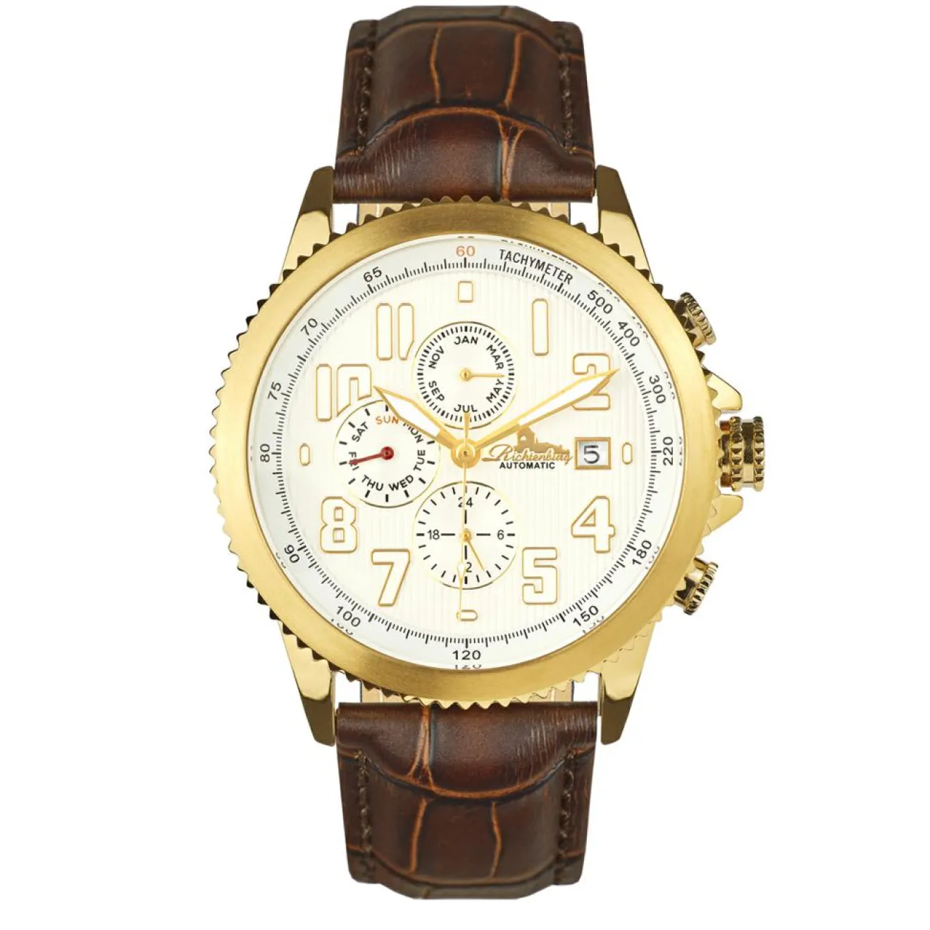 Homme Richtenburg Montre Automatique Homme en Cuir Threeway marron
