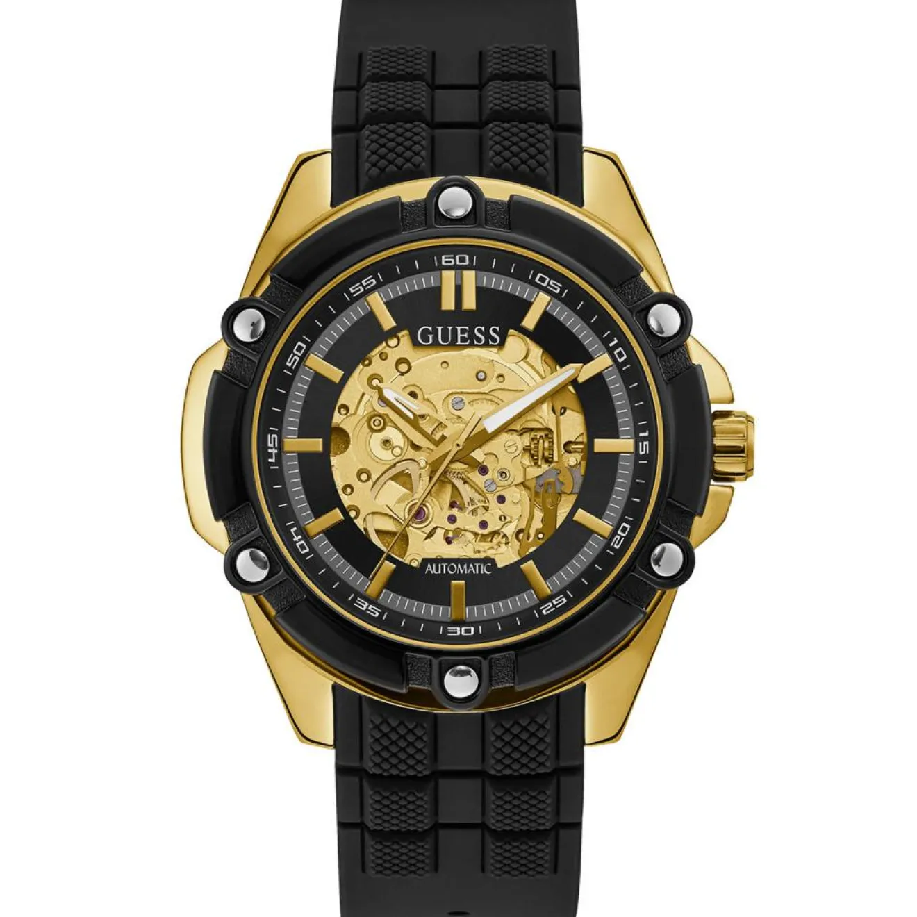 Homme Guess Montre Automatique Homme Bolt en Silicone noire