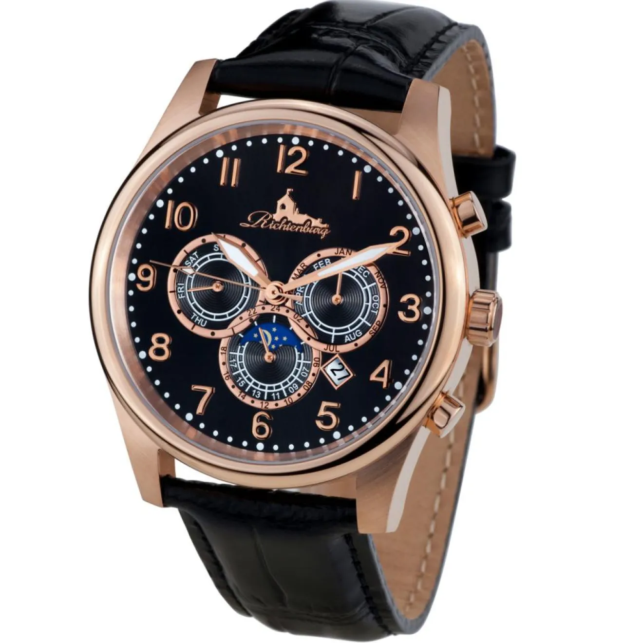 Homme Richtenburg Montre automatique Homme en Cuir Athen noire