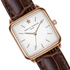 Femme Amelia Parker Montre Femme Bay en Cuir marron