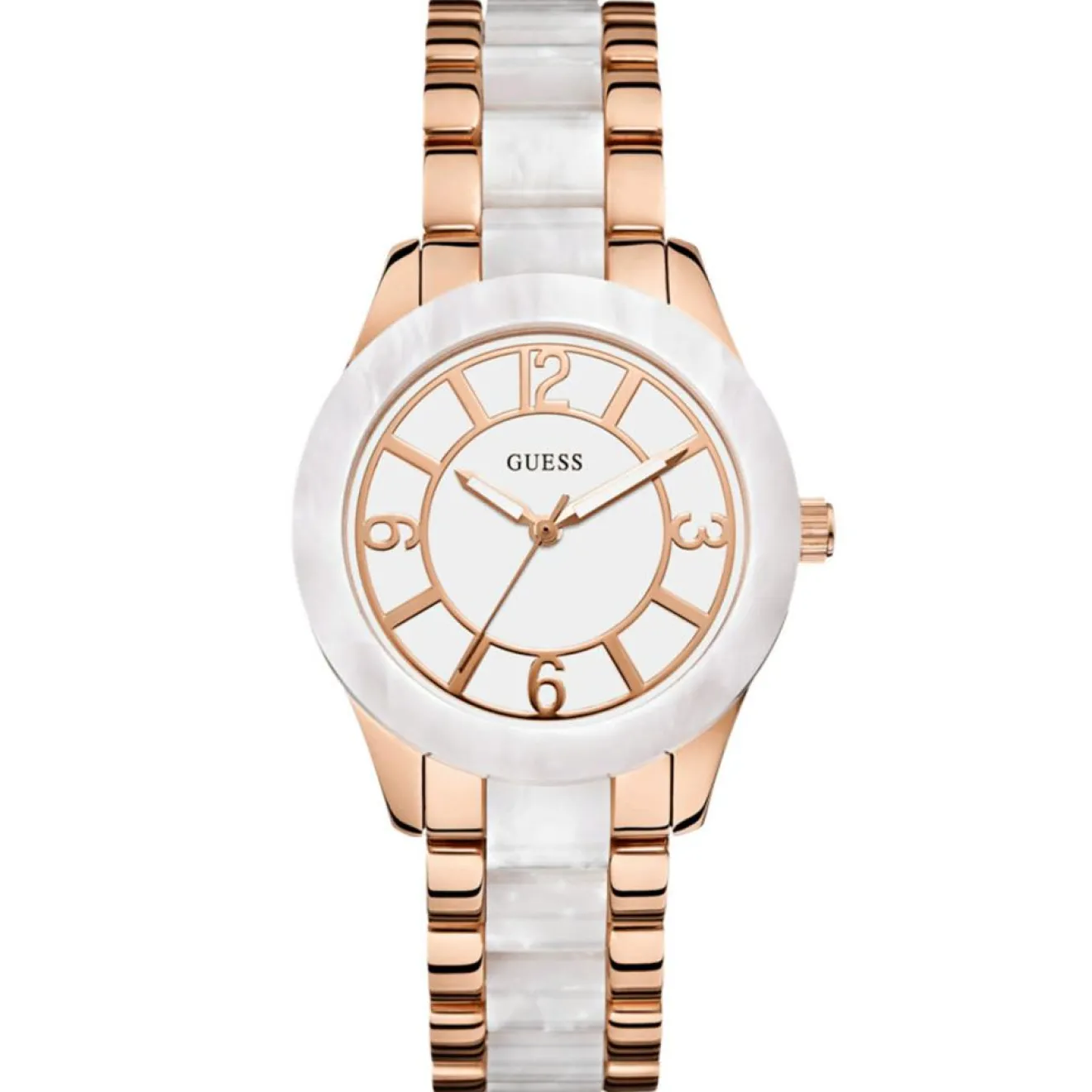 Outlet Guess Montre Femme en Acier & Polycarbonate rose doré/nacré