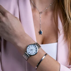 Amelia Parker Montre Femme en Acier Grand argentée