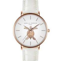 New Amelia Parker Montre Femme en Cuir Rose Turtle blanche