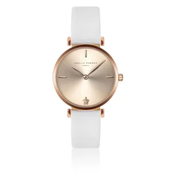 Femme Amelia Parker Montre Femme Gold Shore en Cuir blanche