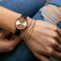 Sale Amelia Parker Montre Femme Gold Shore en Acier noire