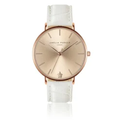 Femme Amelia Parker Montre Femme Gold Sky en Cuir blanche