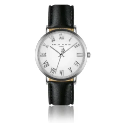 Sale Amelia Parker Montre Femme Grand Blanc en Cuir noire