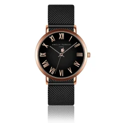 Femme Amelia Parker Montre Femme Grand Noir en Acier noire