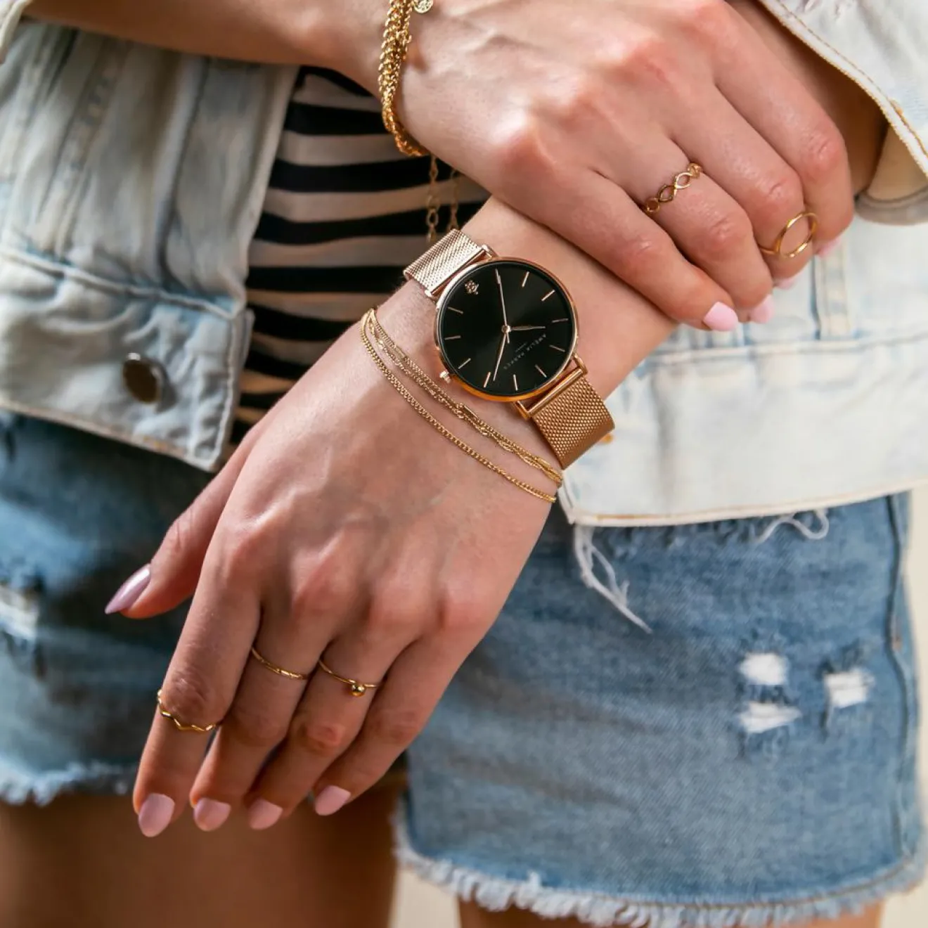 Femme Amelia Parker Montre Femme Midnight Moon en Acier rose doré