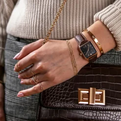 Amelia Parker Montre Femme Night Plaza en Cuir marron