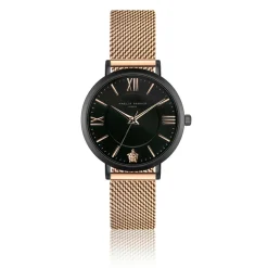 Femme Amelia Parker Montre Femme Petite Noir en Acier rose doré