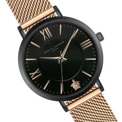 Femme Amelia Parker Montre Femme Petite Noir en Acier rose doré