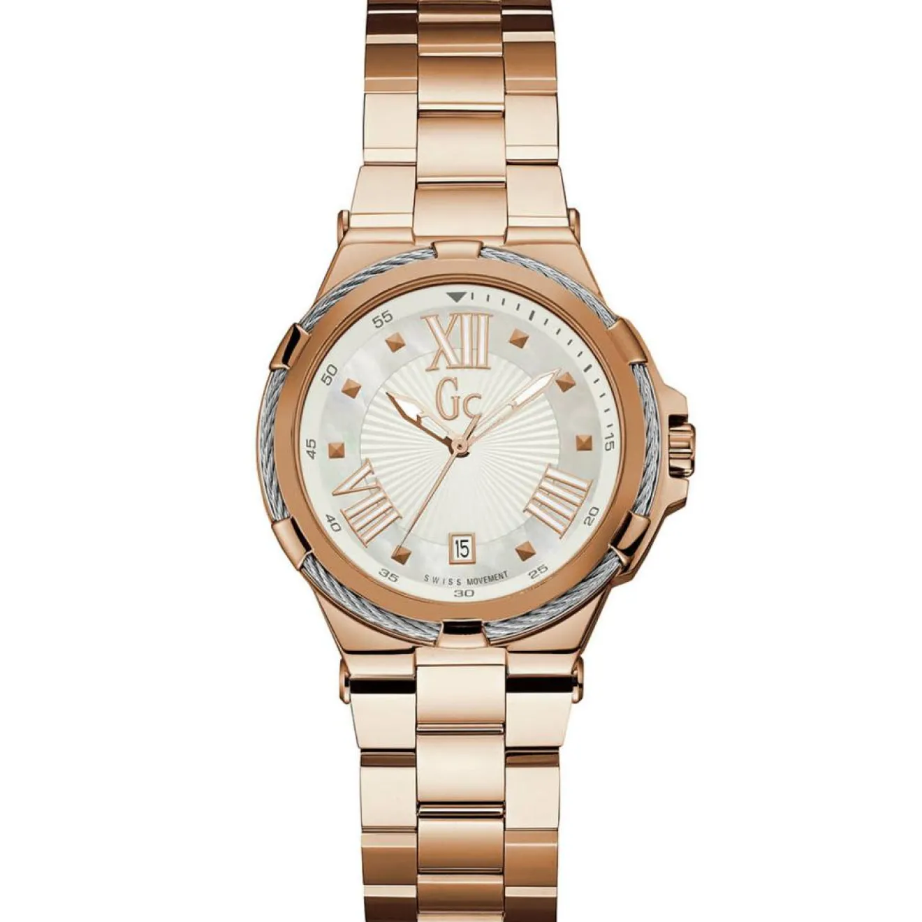 Discount Guess Collection Montre Femme Structura Cable en Acier inoxydable rose doré